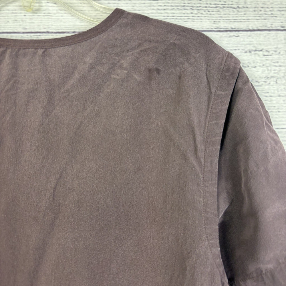 Alexander Wang Silk Shift Dress Brown Short Sleeve Mini Designer Minimalist Sz M - Picture 11 of 11